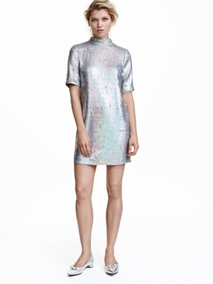 Сукня сріблястого кольору з декором | 5820584