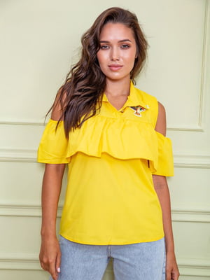 Блуза жовта з вишивкою | 5825559