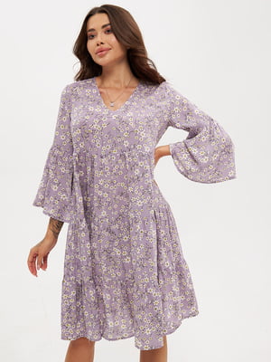 Сукня фіолетова в квітковий принт | 5828095
