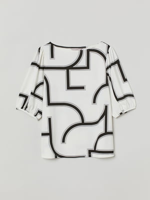 Блуза белая в абстрактный принт | 5829901