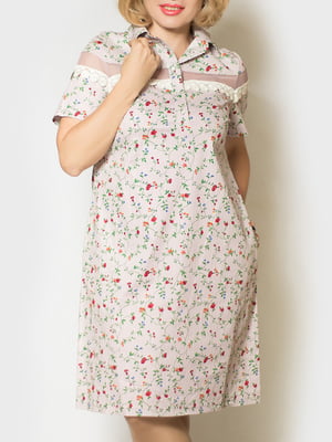 Платье розовое в принт | 5742011
