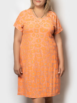 Платье оранжевое в принт | 5781700