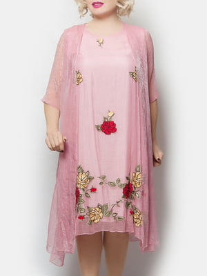 Сукня ніжно-рожевого кольору з принтом | 5801600