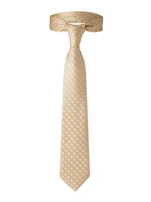 Краватка золотистого кольору в ромби | 5840730