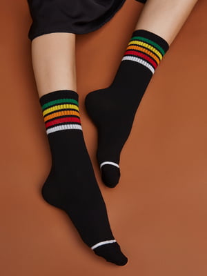 Шкарпетки чорні в смужку | 5841064