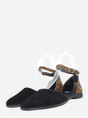 Туфли черные с анималистическим принтом | 5836910