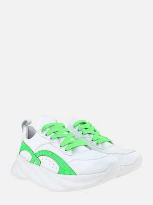 Кроссовки бело-зеленые | 5821186