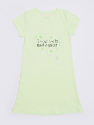 Рубашка ночная салатового цвета с принтом | 5748976