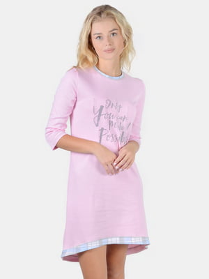 Рубашка ночная розовая с принтом | 5748102