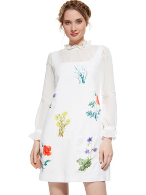 Платье белое с цветочным принтом | 5858581