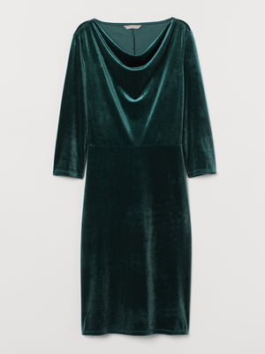 Платье зеленое велюровое | 5855901