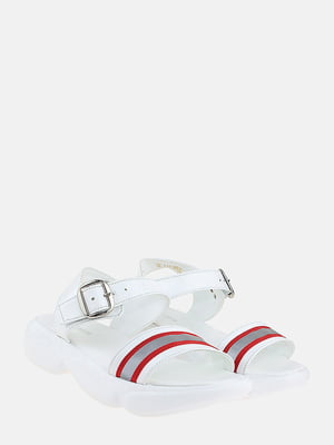 Босоніжки білі з декором-смужкою | 5802563
