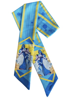 Шарф-краватка блакитний в принт | 5860216