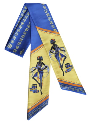 Шарф-галстук желто-голубой в принт | 5860218