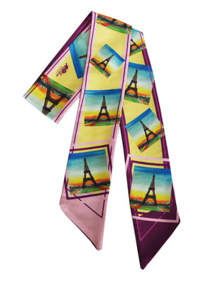 Шарф-галстук розово-фиолетовый в принт | 5860225