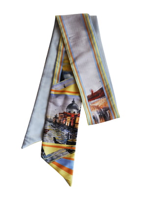 Шарф-галстук комбинированной расцветки в принт | 5860227