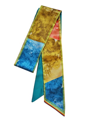 Шарф-галстук комбинированной расцветки в принт | 5860234