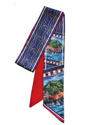 Шарф-краватка червоно-синій в принт | 5860235