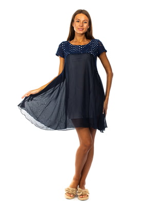 Сукня А-силуету темно-синя | 5860432