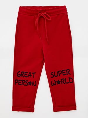 Прямые брюки красные с принтом | 5860775