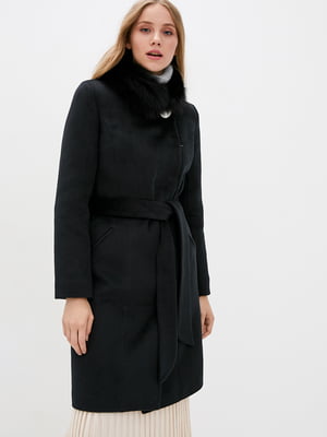 Пальто черное с мехом | 5866752