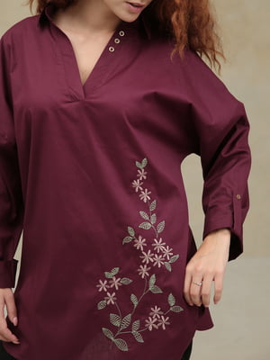 Блуза бордова з вишивкою | 5869031