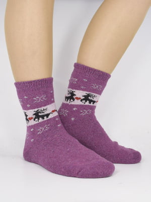 Шкарпетки бузкового кольору з принтом | 5870304