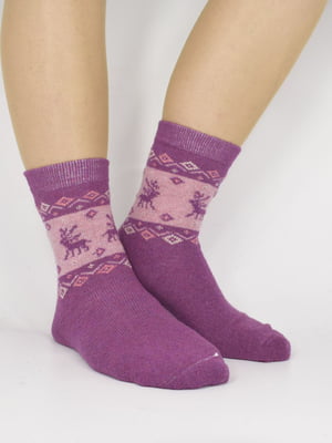 Шкарпетки бузкового кольору з принтом | 5870346