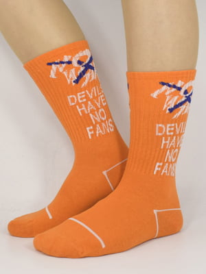 Шкарпетки помаранчевого кольору з принтом | 5870711