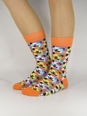 Шкарпетки різнокольорові в принт | 5870971
