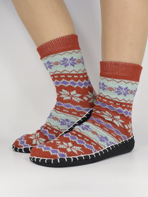 Шкарпетки теракотового кольору в принт | 5871431