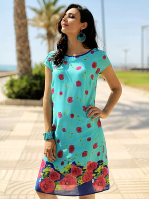 Платье-футляр пляжное комбинированного цвета с цветочным принтом | 5873263