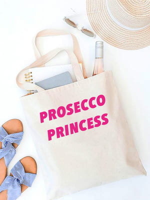 Екосумка-шопер бежева з принтом «Prosecco Princess» | 5879865