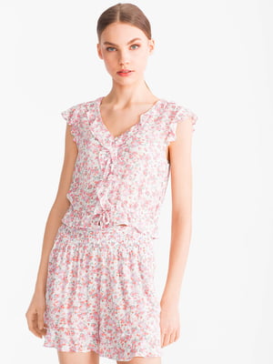 Блуза світло-рожева з квітковим принтом | 5898800