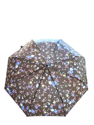 Зонт-полуавтомат коричневый в принт | 5904933