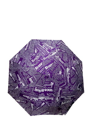 Зонт-полуавтомат фиолетовый в принт | 5904935