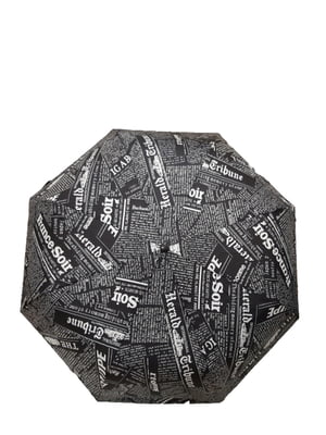 Зонт-полуавтомат черный в принт | 5904937