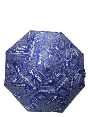 Зонт-полуавтомат синий в принт | 5904938