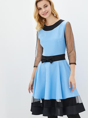 Сукня А-силуету чорно-блакитна | 5900386