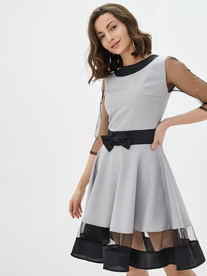 Сукня А-силуету сіро-чорна | 5900392