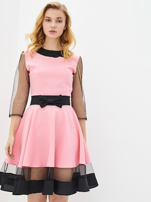 Платье А-силуэта розово-черное | 5900394
