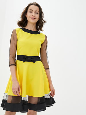 Платье А-силуэта желто-черное | 5900397