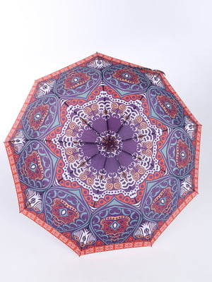 Зонт-полуавтомат фиолетовый в принт | 5903286