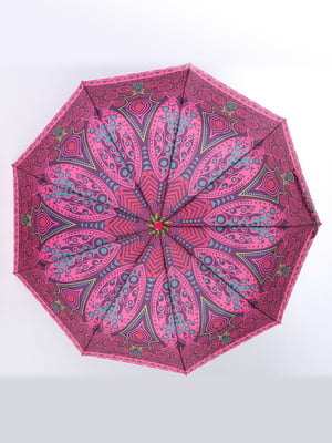 Зонт-полуавтомат розовый в принт | 5903288