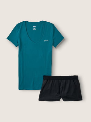 Піжама синьо-чорна: футболка і шорти | 5907011