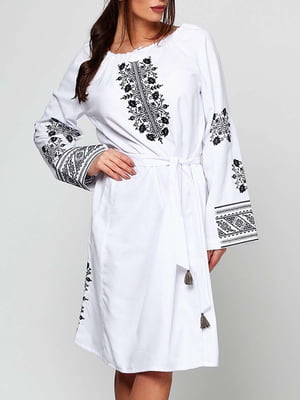 Платье-вышиванка белое с орнаментом - SOPHIE MARIA - 5914148