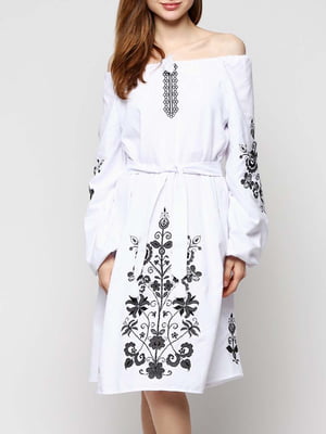 Платье-вышиванка белое с орнаментом - SOPHIE MARIA - 5914150