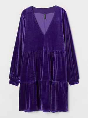 Платье А-силуэта фиолетовое бархатное | 5917902