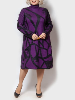 Сукня А-силуету фіолетова з малюнком | 5919900