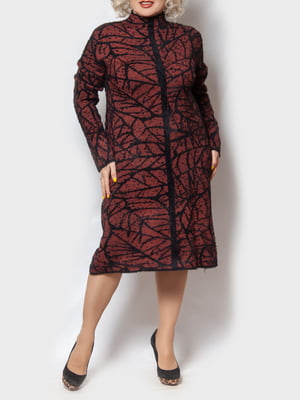 Сукня А-силуету теракотового кольору з малюнком | 5919901